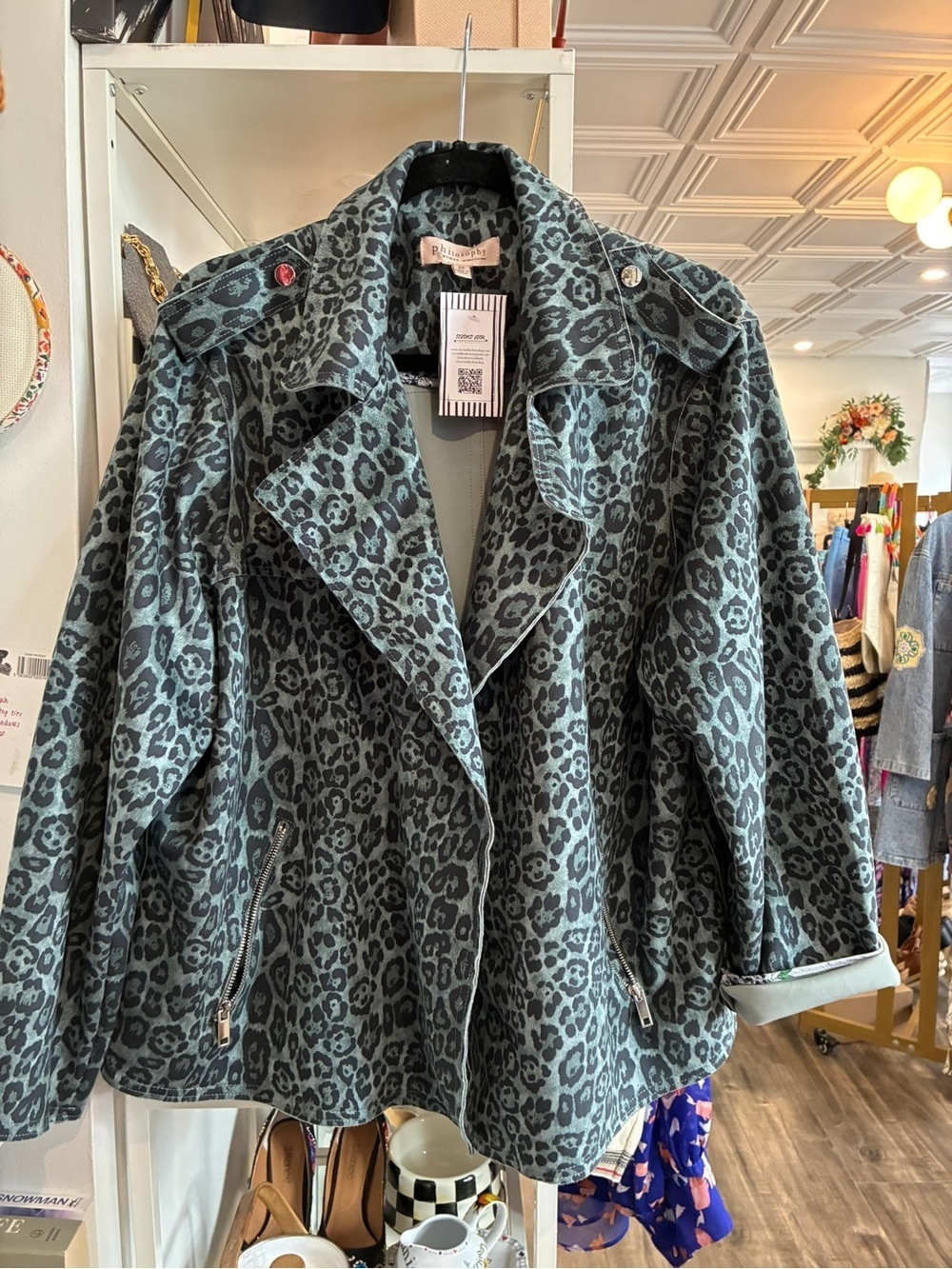 Philosophy Leopard-Print Bomber Jacket in Green and Black